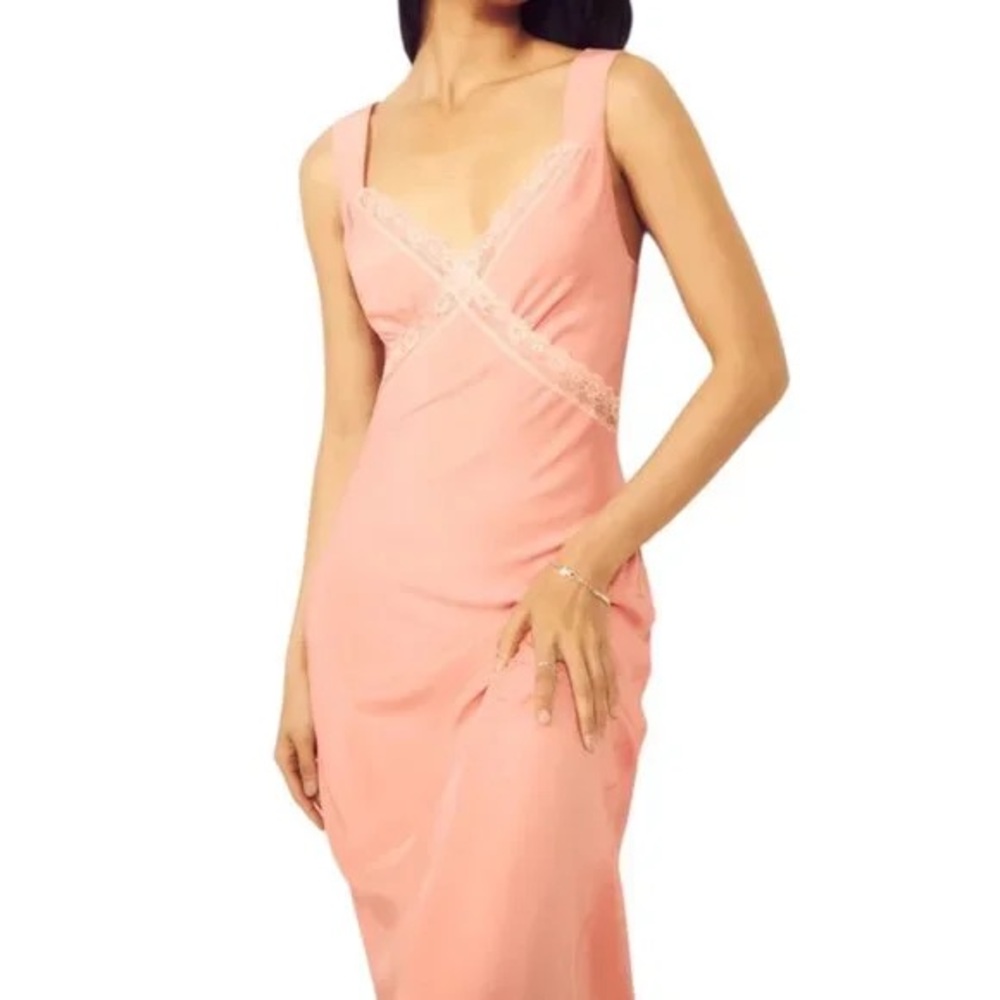 Reformation Silk Pink Midi Dress